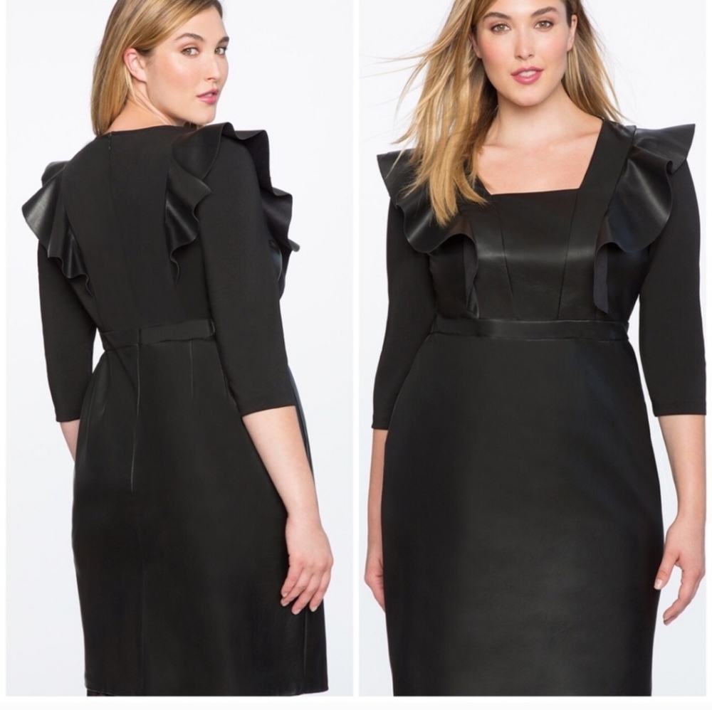 Eloquii Faux Leather Ruffle Dress